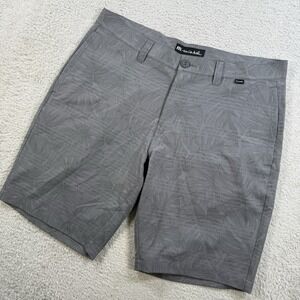 Travis Mathew Shorts Mens 34 Grey Floral Stretch Performance Golf Palm Chino